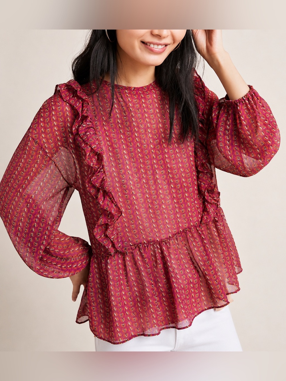 Misa Campania ruffled top, smqll